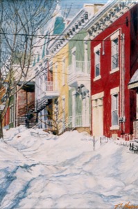 Dimanche, Montréal--acrylic on masonite 16x11