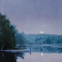 Le Quai de Mon Voisin, Lac Bouchette--oil on canvas 20x20