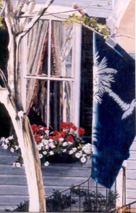 Palmetto Flag, Charleston--acrylic on linen 18x12