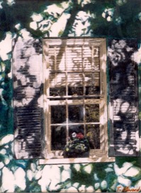 Sagging Shutters--acrylic on linen 16x12