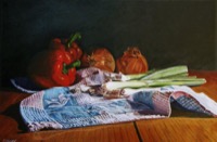 Vegetables on Dishcloth--oil on canvas 12x18
