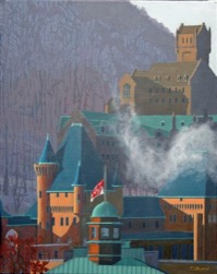 Winter Smoke, Montreal--acrylic on linen 20x16